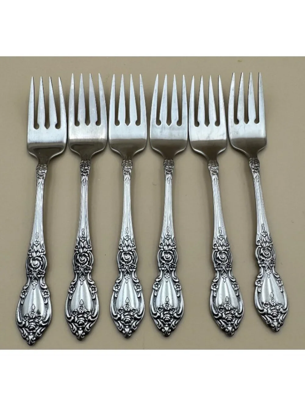 6 Oneida OCO WORDSWORTH Salad Forks USA Glossy Stainless Steel Flatware